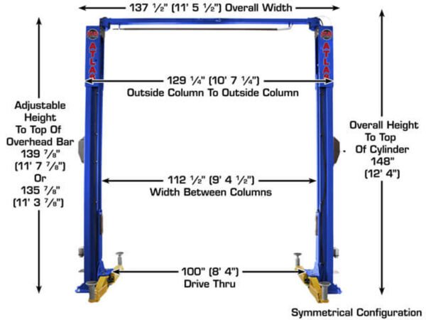 AP-PVL10-07__45643.jpg Atlas Platinum PVL-10 ALI Certified Two Post Lift 10,000 lbs. Capacity