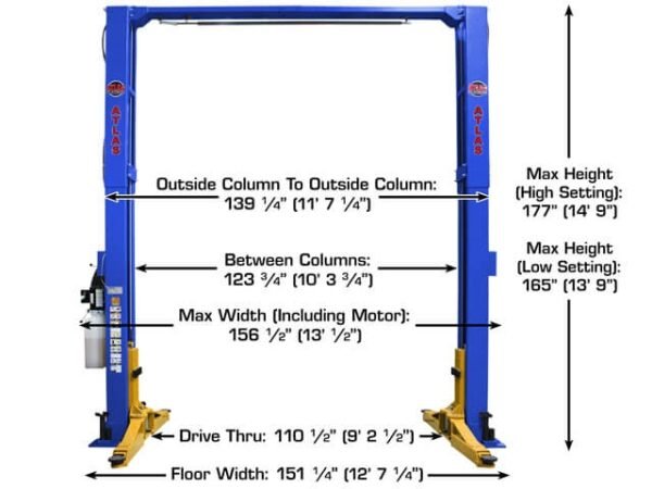 Atlas Platinum PVL-12 ALI Certified 12,000 Lbs. Capacity 2 Post Lift (Blue)