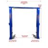 RTD11KCDX-front-dimensions-2-600.jpg Race Tools Direct 11,000 lb. Direct Drive, Overhead 2 Post Lift- Bi-Symmetric Arms