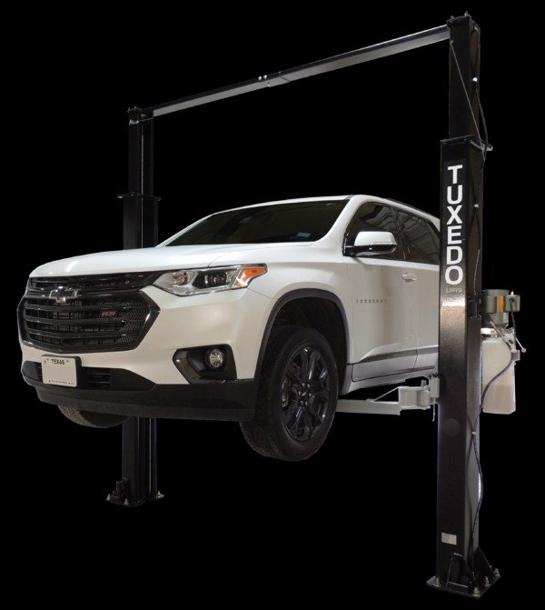 TP9KAC-TUX_SUV-600x671-1.jpg Tuxedo 9,000 lb. Capacity Overhead 2 Post Lift- Asymmetric Arms